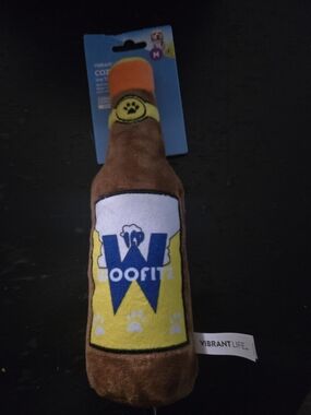 Woofitz Brown & Yellow Plush Dog Toy Bottle - Vibrant Life